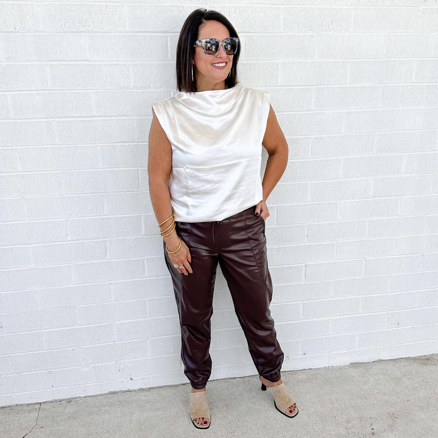 Kaja Chocolate Leather Joggers