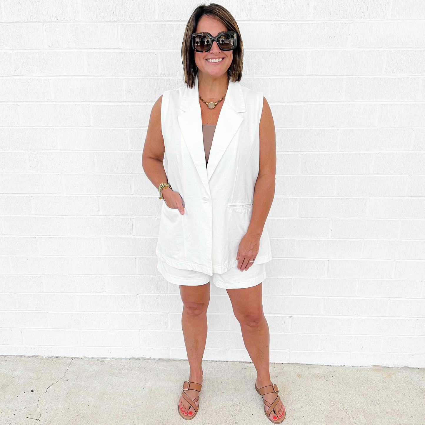 Sleeveless Blazer Short Set