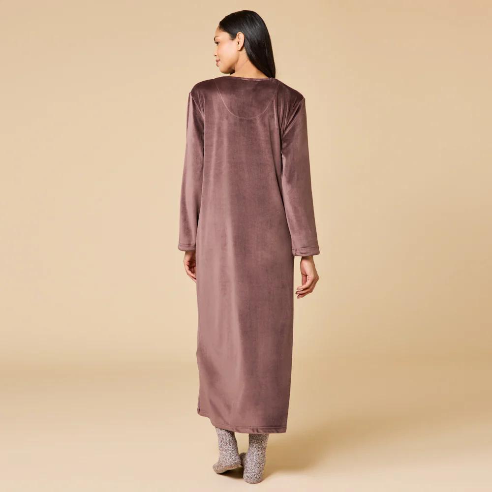 Softies Velvet Zip Robe- Espresso