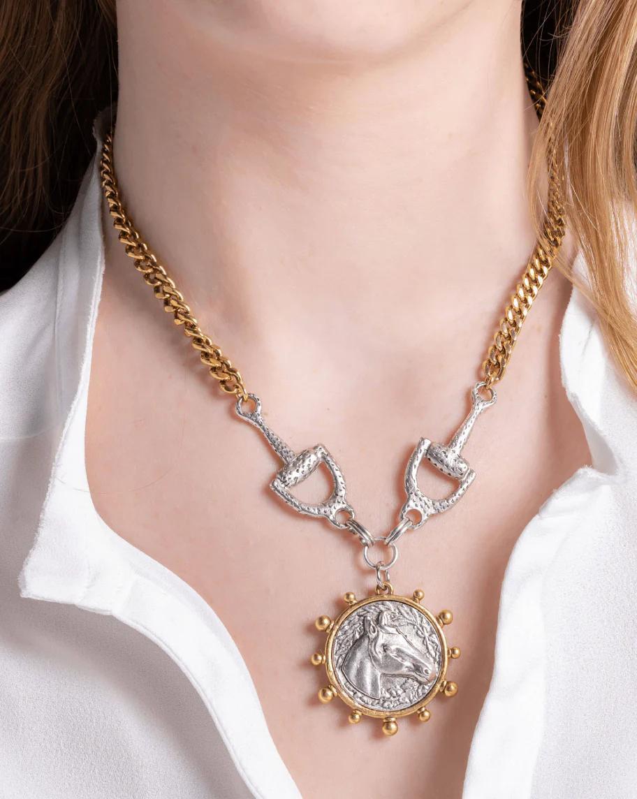 Yochi Horse Coin Bit Necklace
