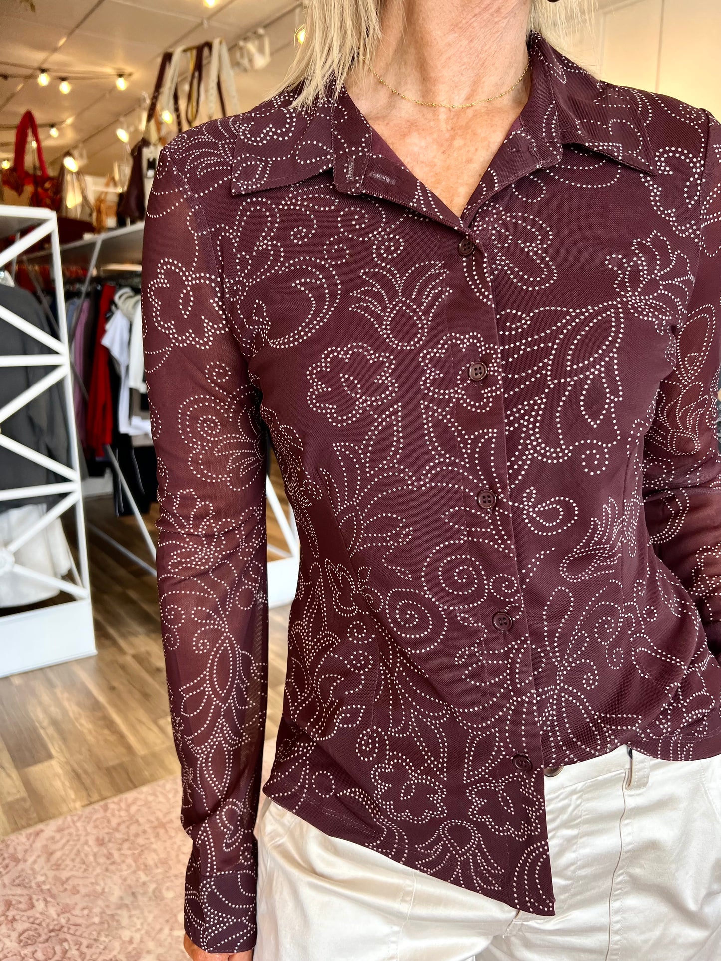 Sanctuary Mesh Button Down- Boheme