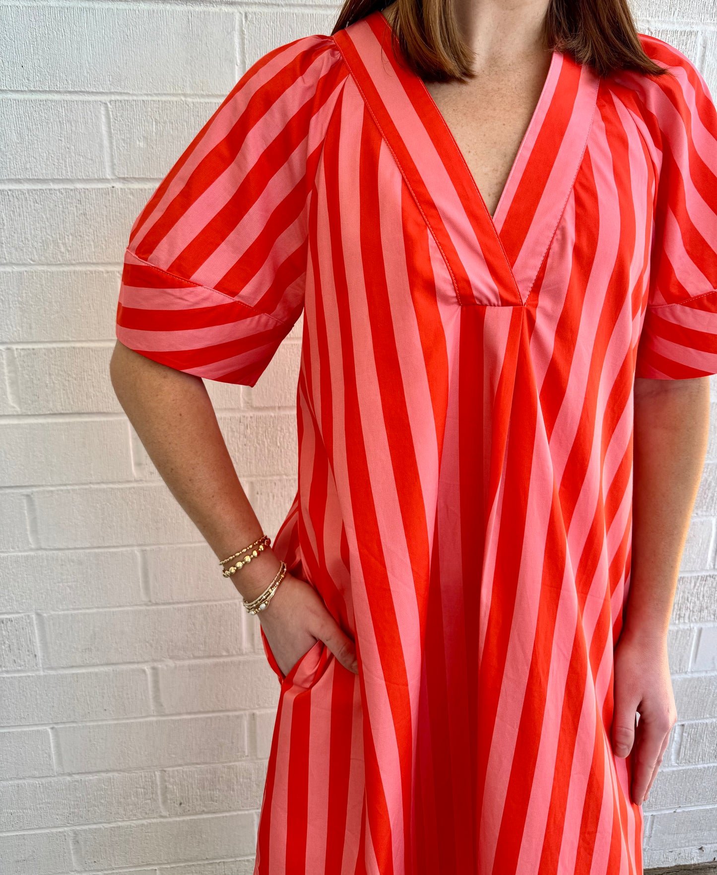 Coral Crush Stripe Maxi Dress