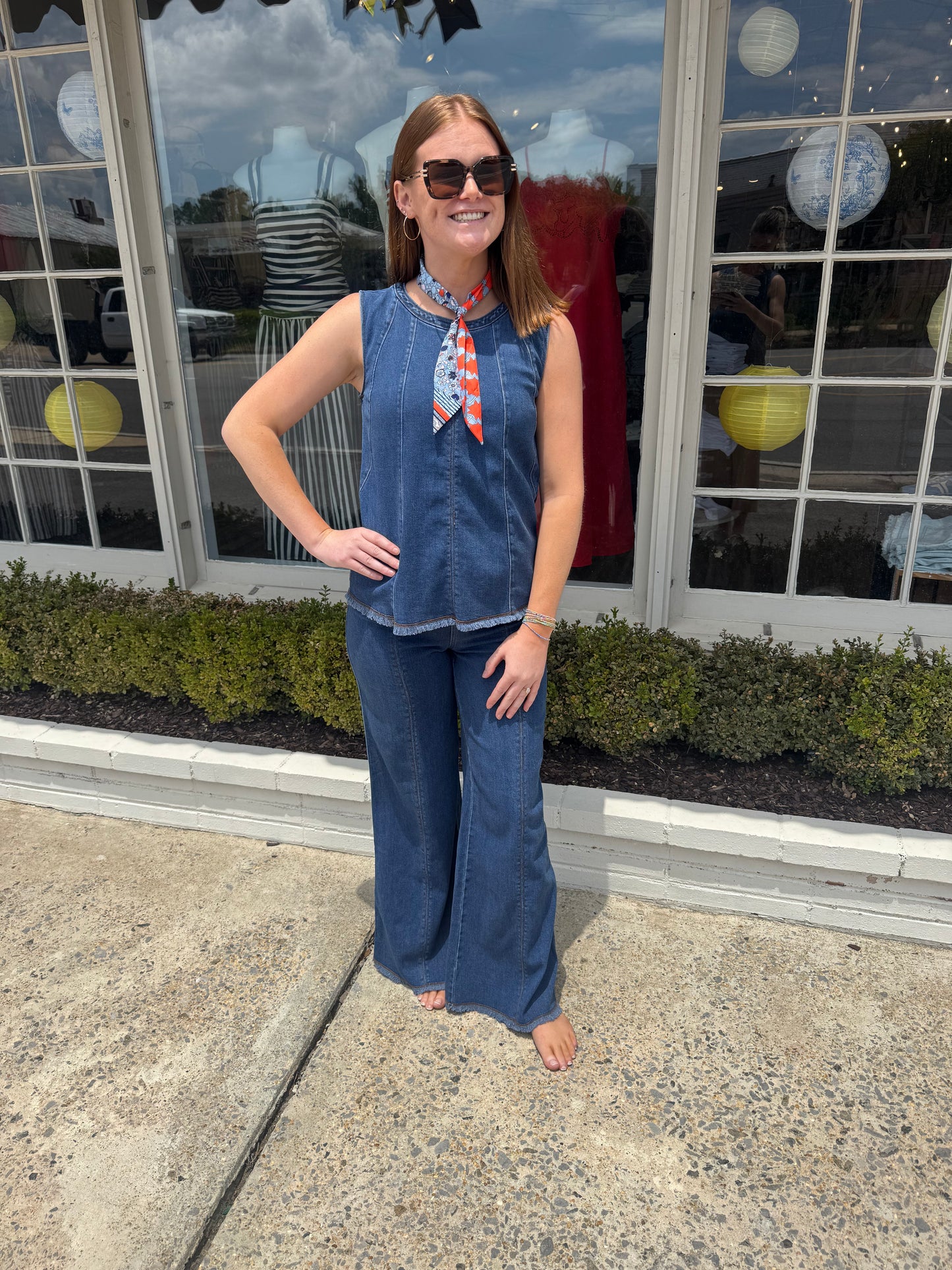 Irabella Fringed Wide Leg Denim