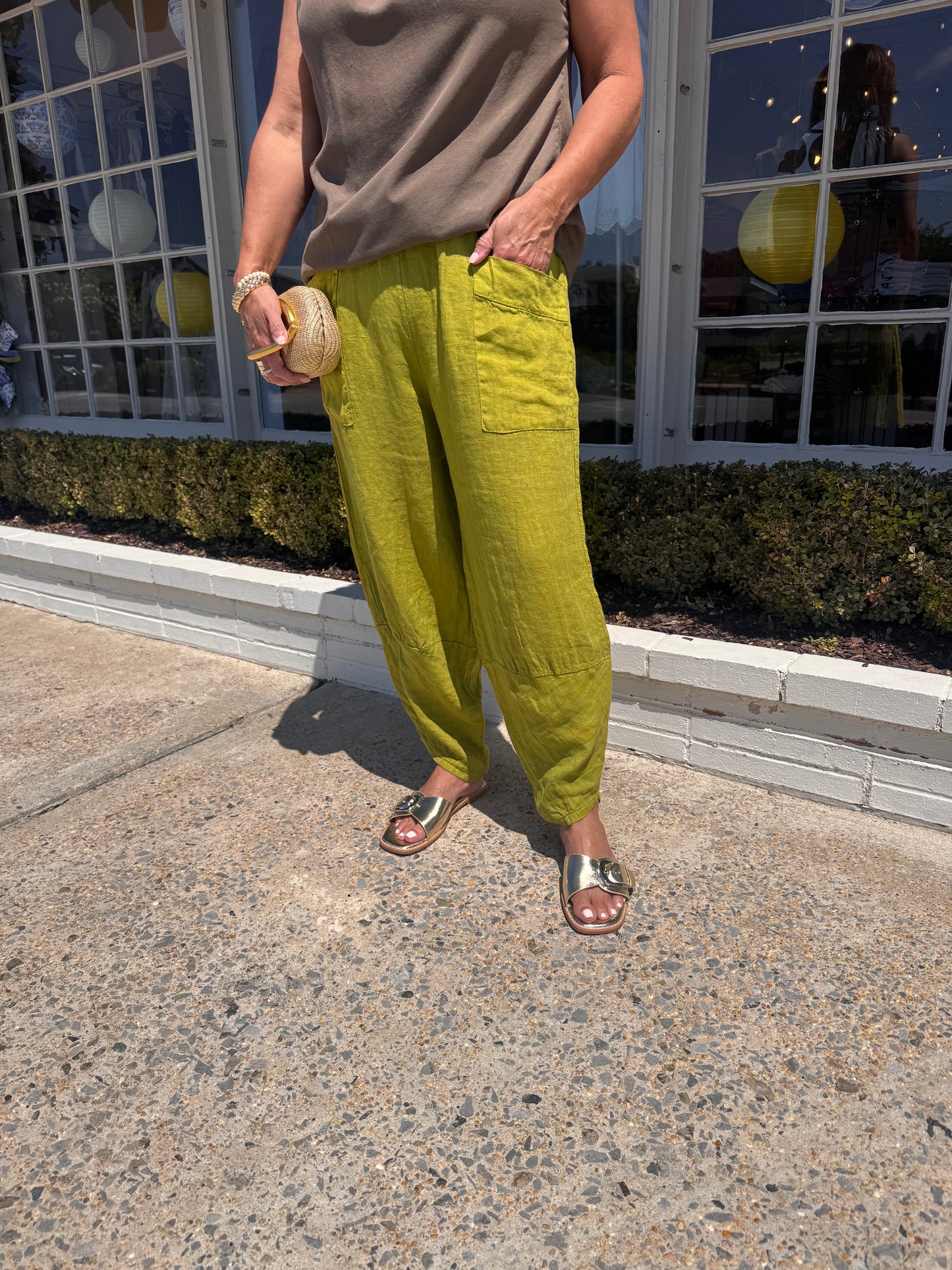 One Size Linen Tapered Pant