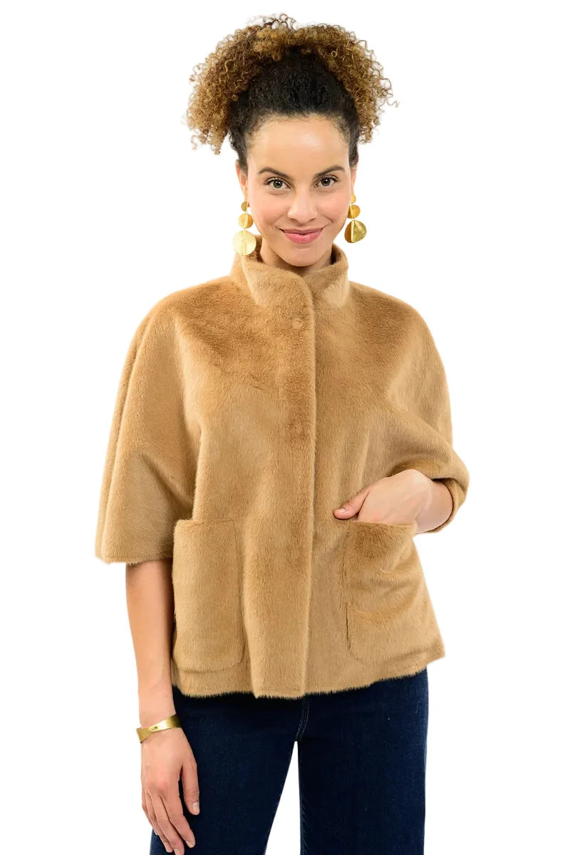 Ivy Jane Faux Fur Capelet-Camel