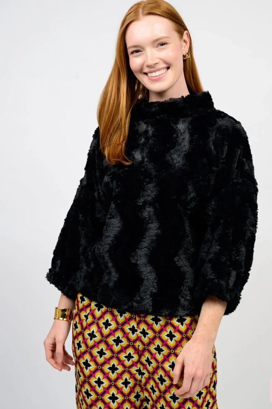 Ivy Jane Faux Fur Popover-BLK