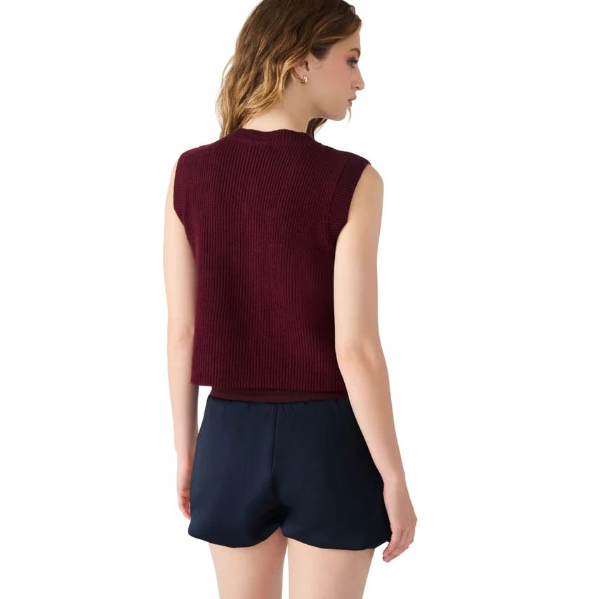 Steve Madden Aliya Sweater Vest- Wine