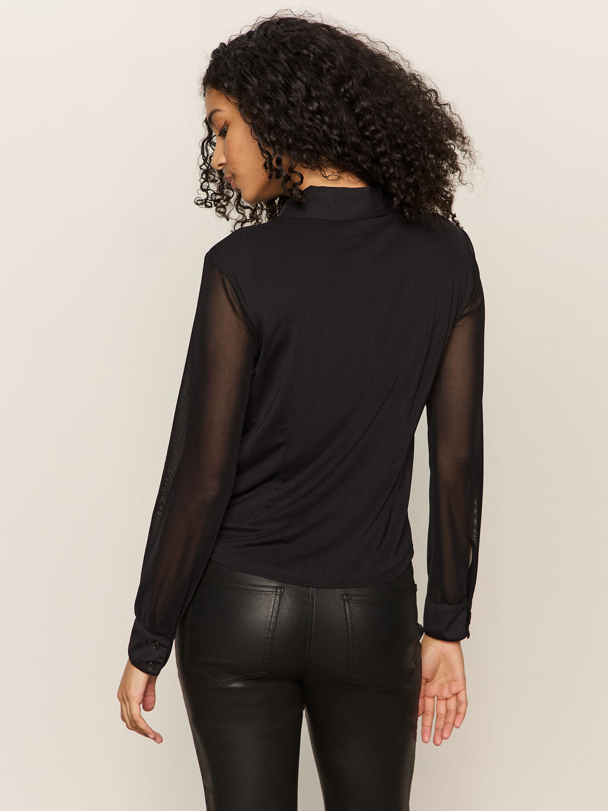 Mesh Button Down- Black