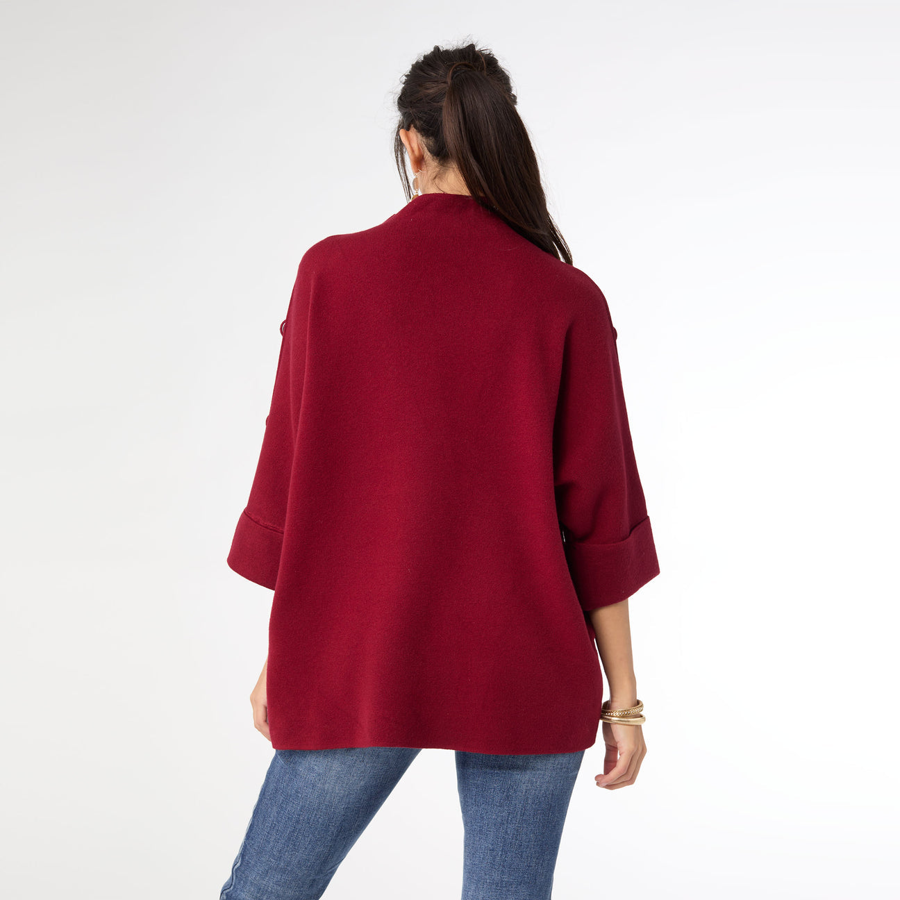 Button Sweater Top-Redwood