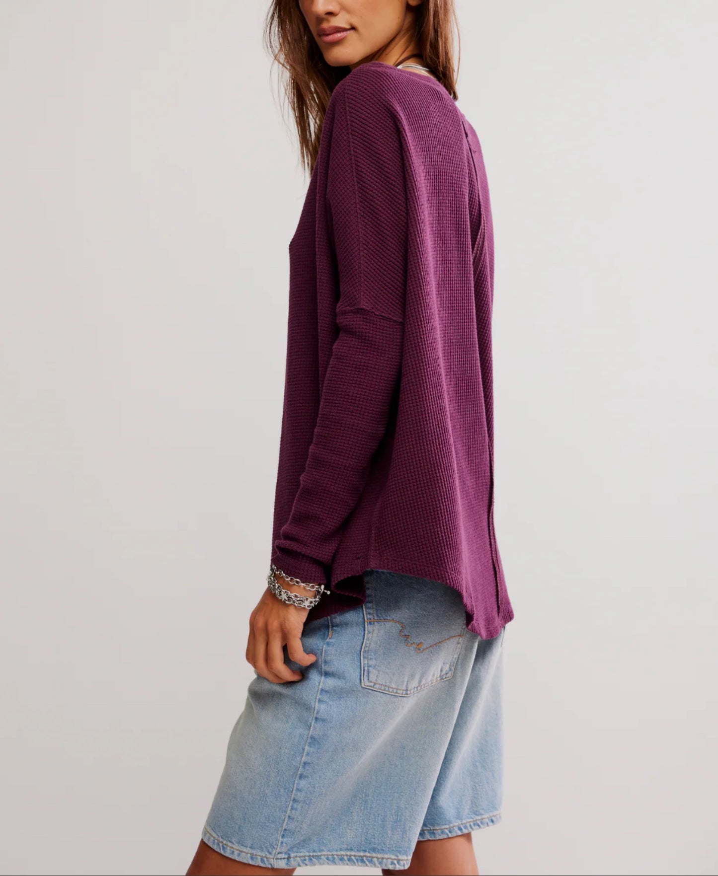 Free People Latte Blues Thermal- Choc Grape