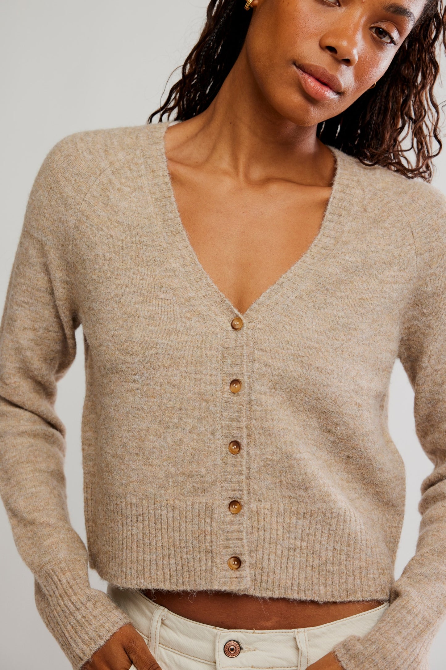 Free People School Girl Cardi- Feather Grey