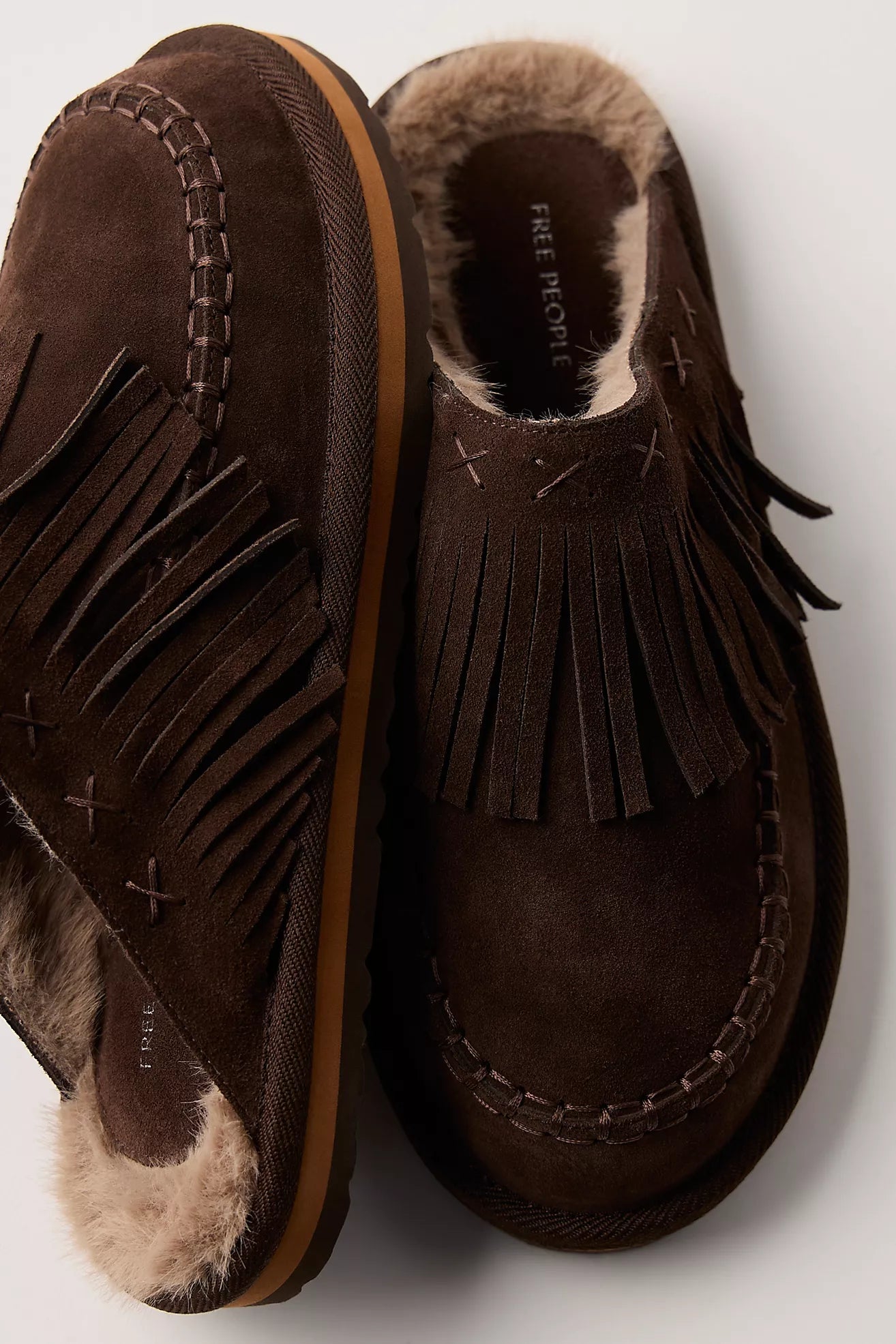 Free People Fallon Fringe Mule- Chocolate Suede