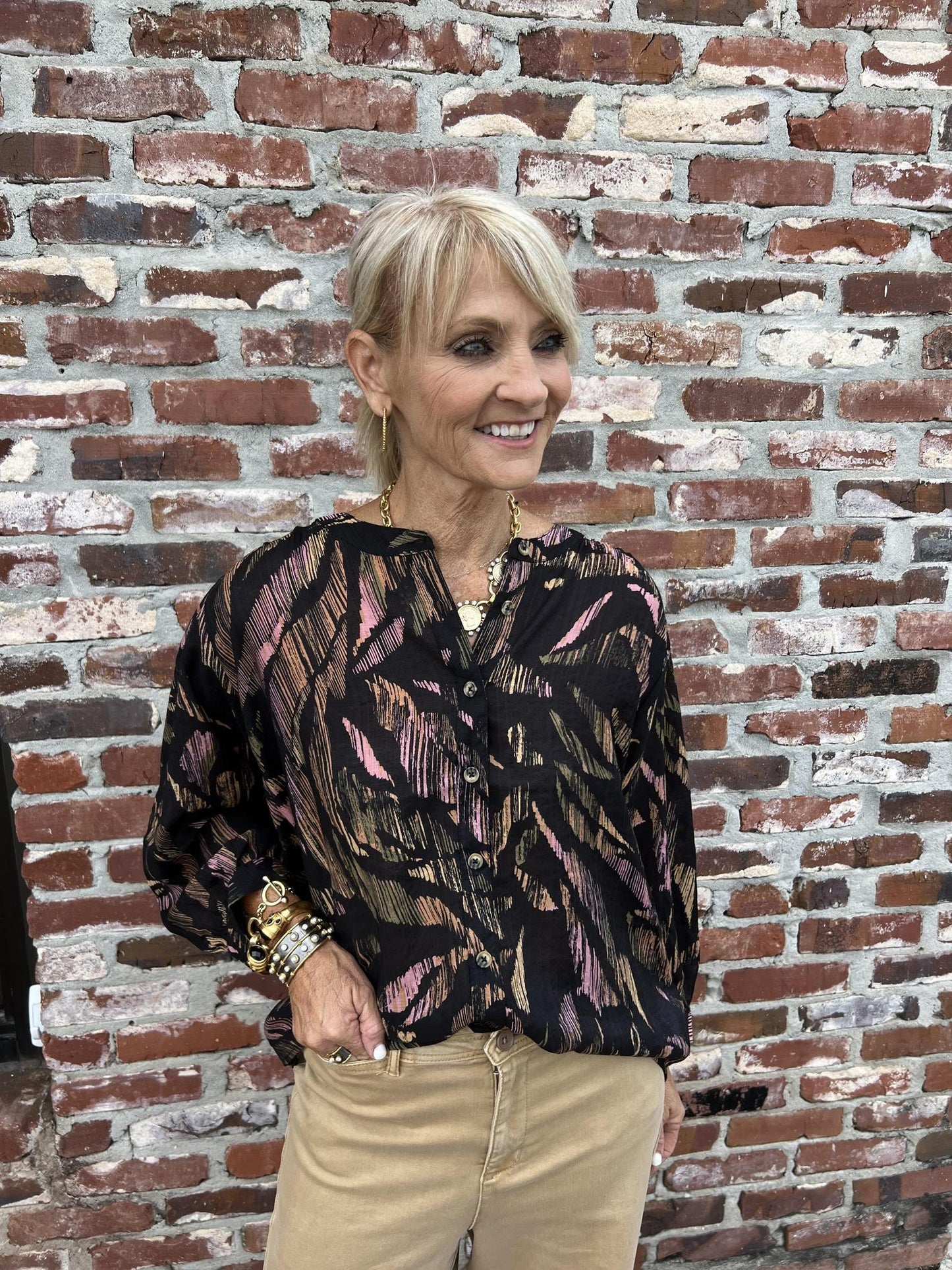 Dolman Sleeve Wide Blouse- Black