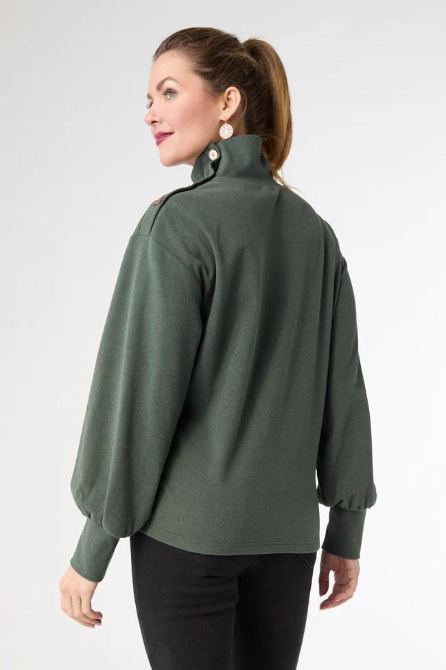Button Detail Top- Green