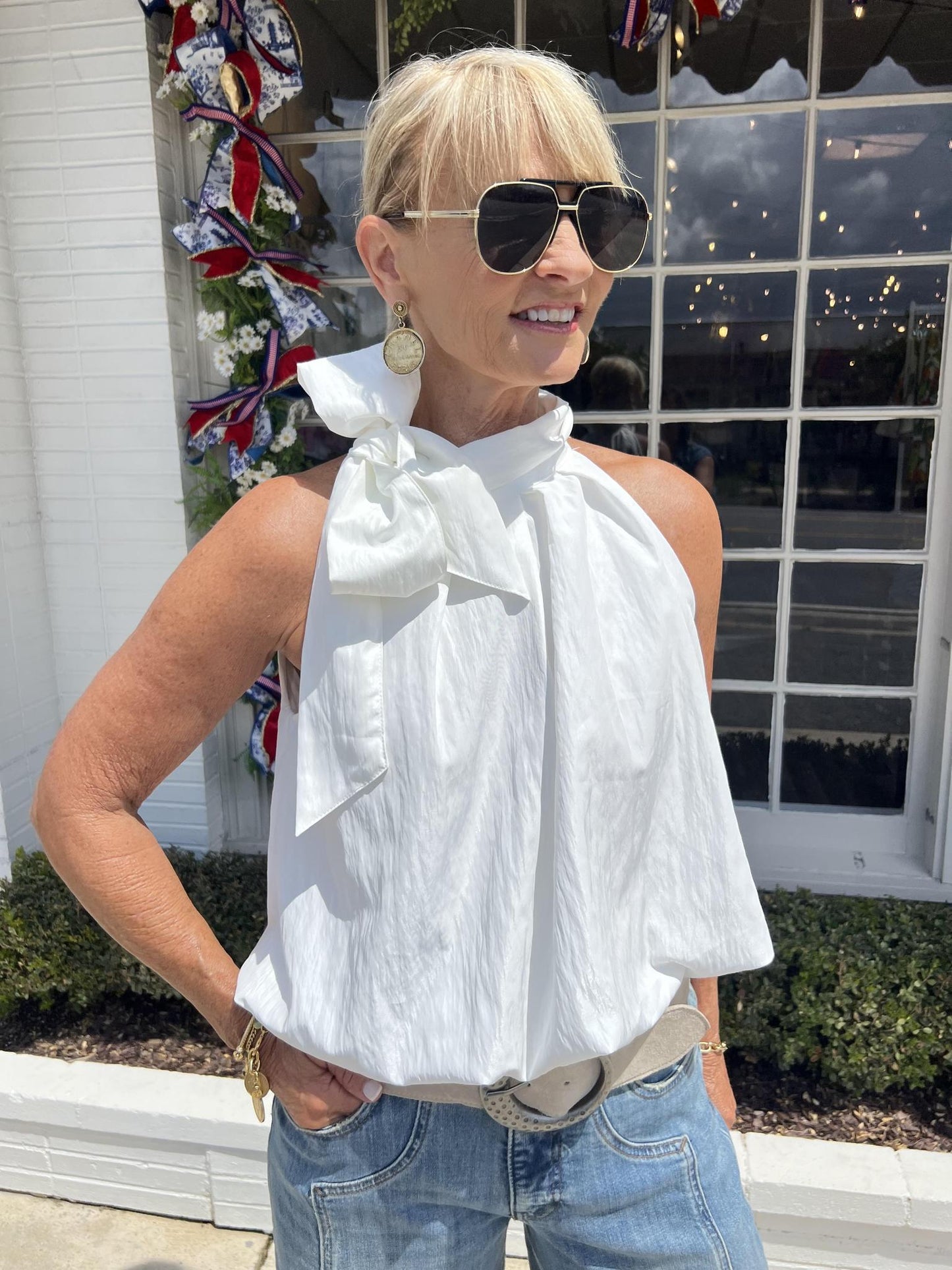 Bubble Tie Top-White