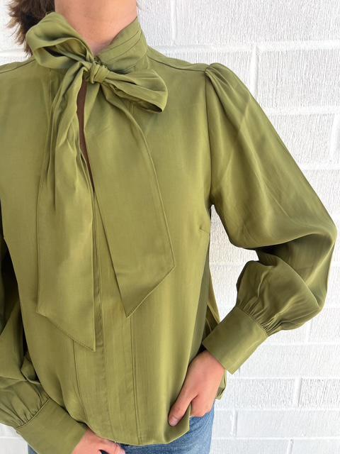 Tie Neck Top- Olive