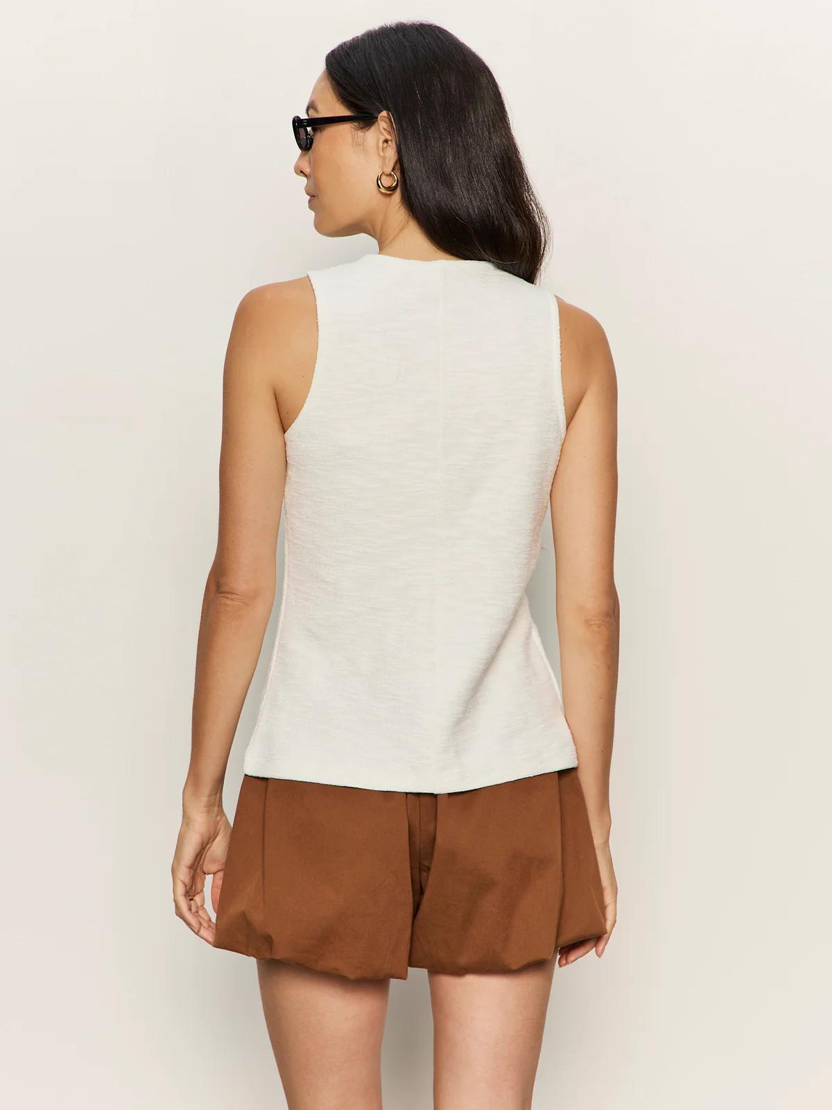 Ribbed Ruched Tank- Black