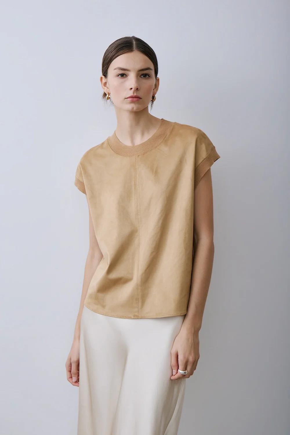 Melissa Nepton Josette Top- Champagne Suede