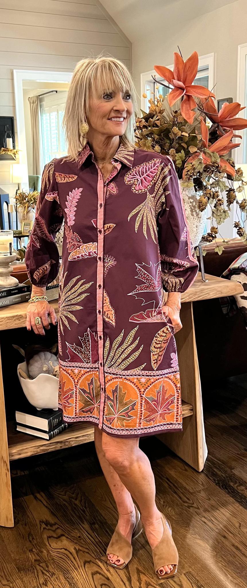 Ava Dress- Wine Florals