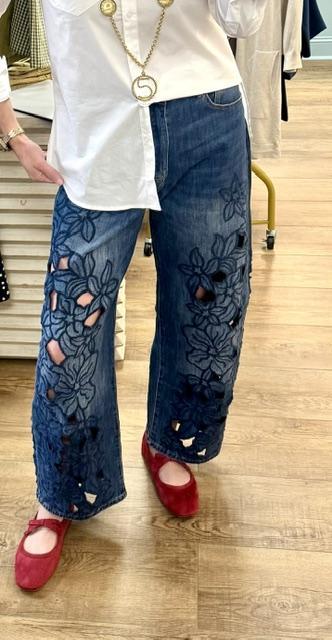 Floral Cut Out Denim