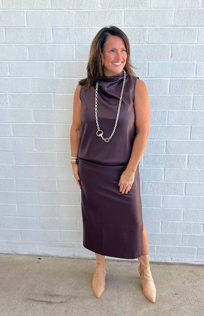 Claude Leather Top-Crimson