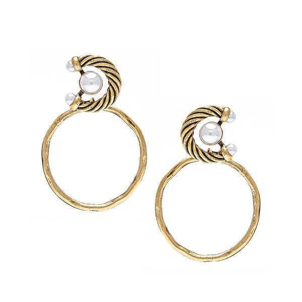 Yochi Pearl C Hoop Earring