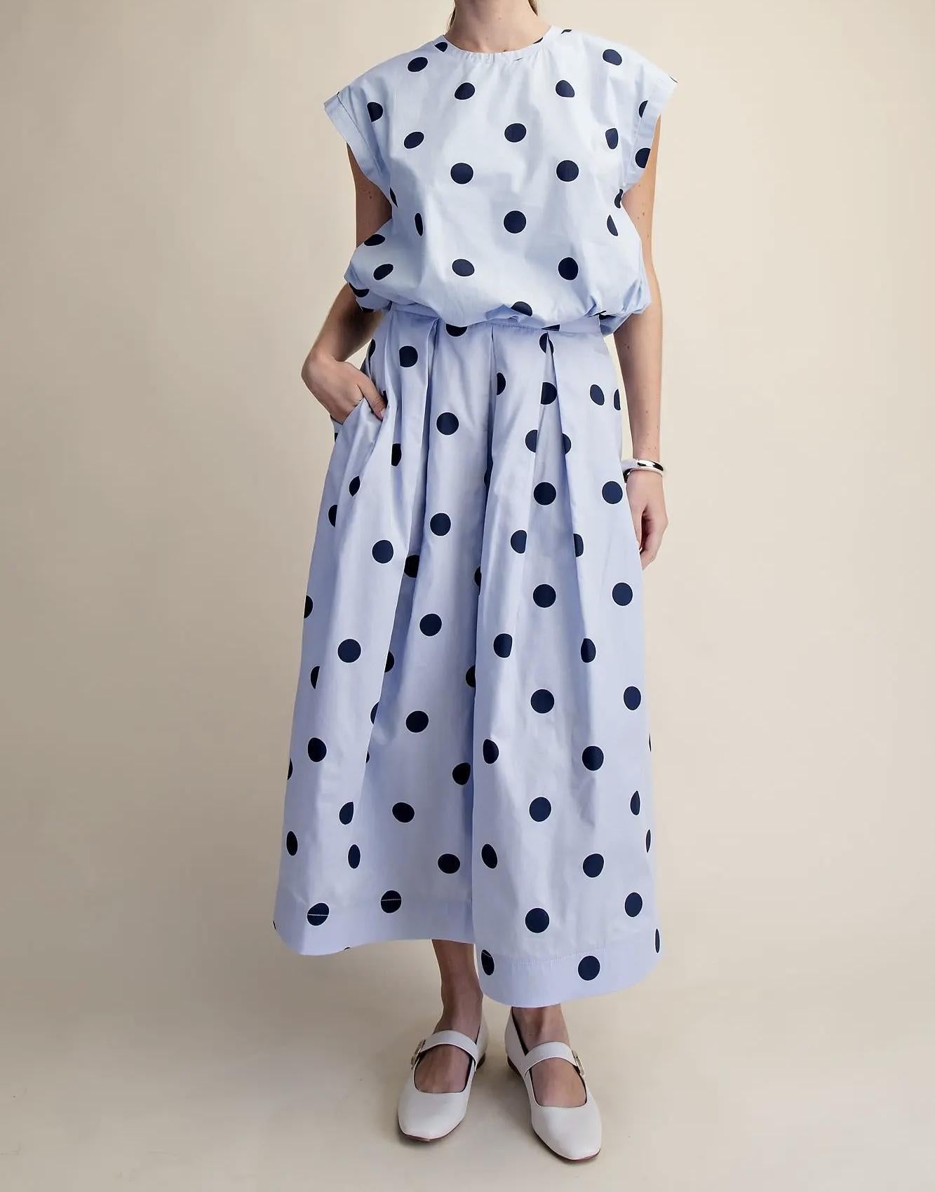 Polka Dot Skirt-Blue