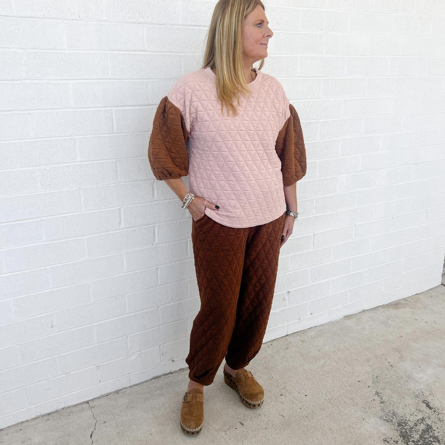 Quilted Tucked Pants