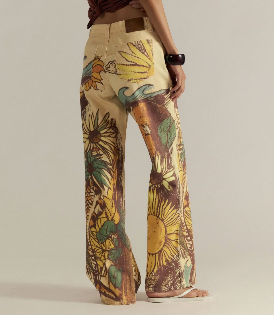 Printed Straight Leg- Beach Scene