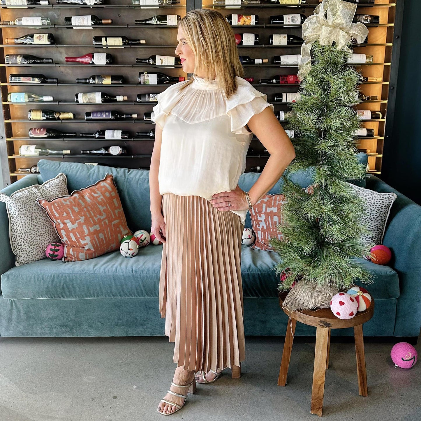 Satin Pleated Skirt