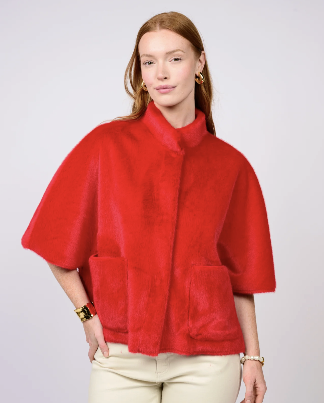 Ivy Jane Faux Capelet- Red