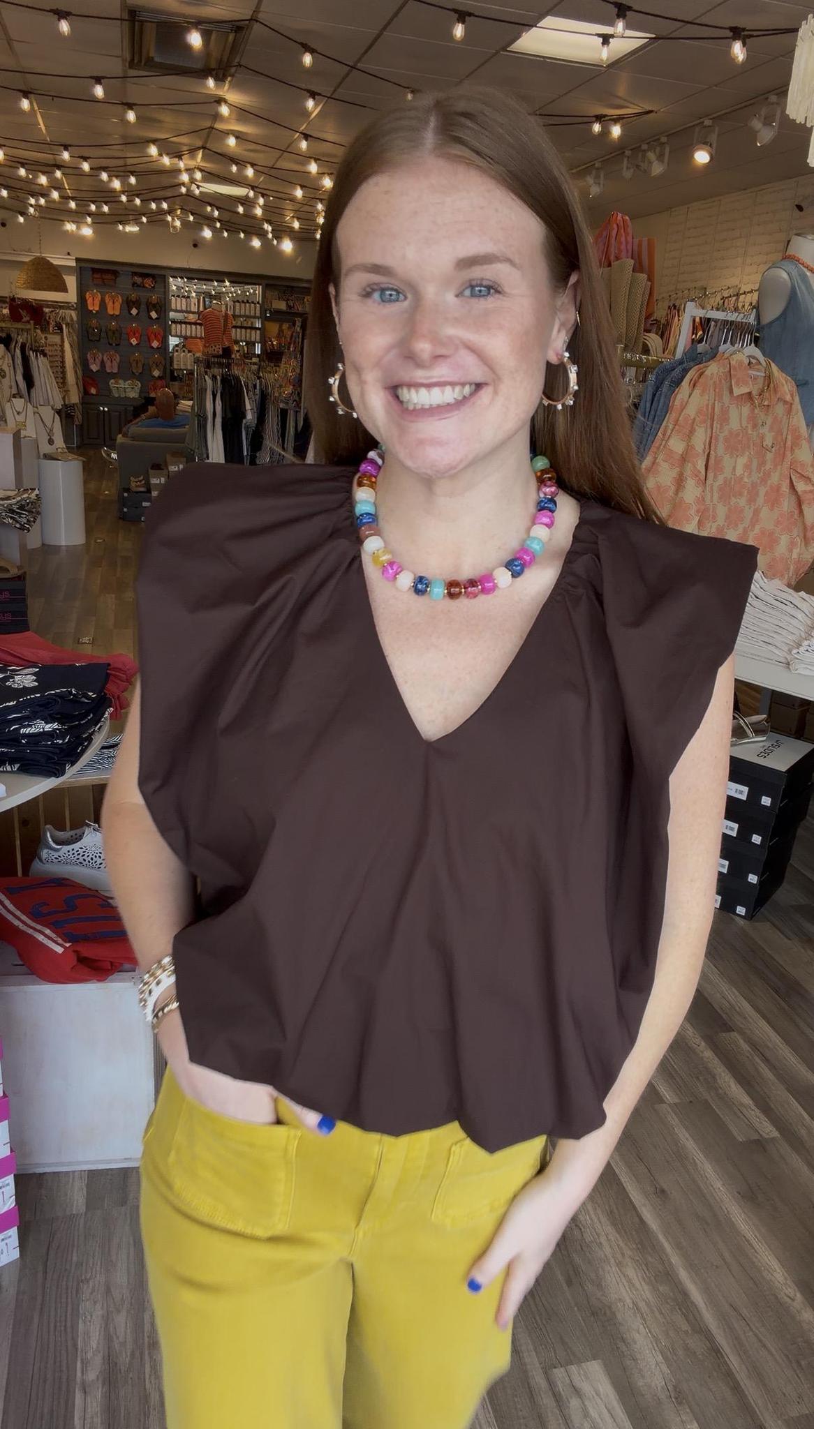Solid Bubble Top-Brown
