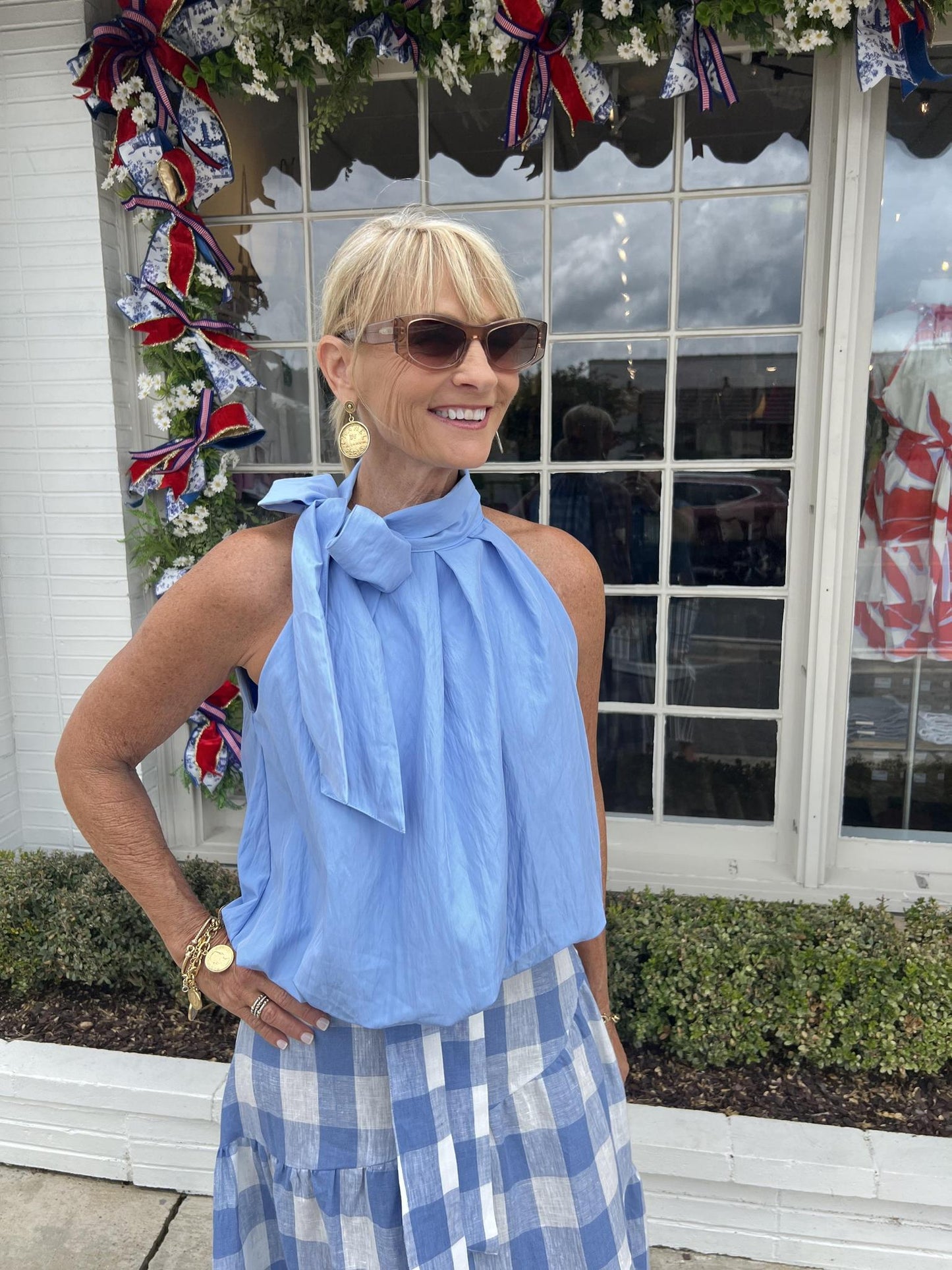 Bubble Tie Top-Blue