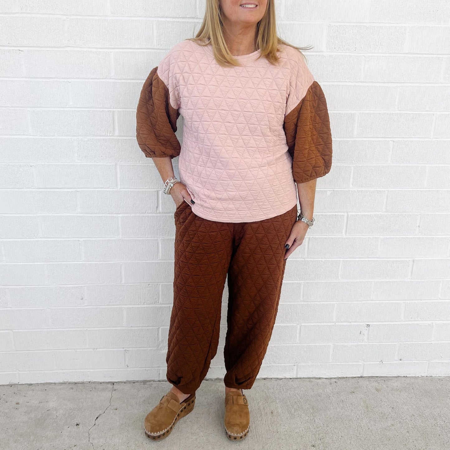 Quilted Tucked Pants