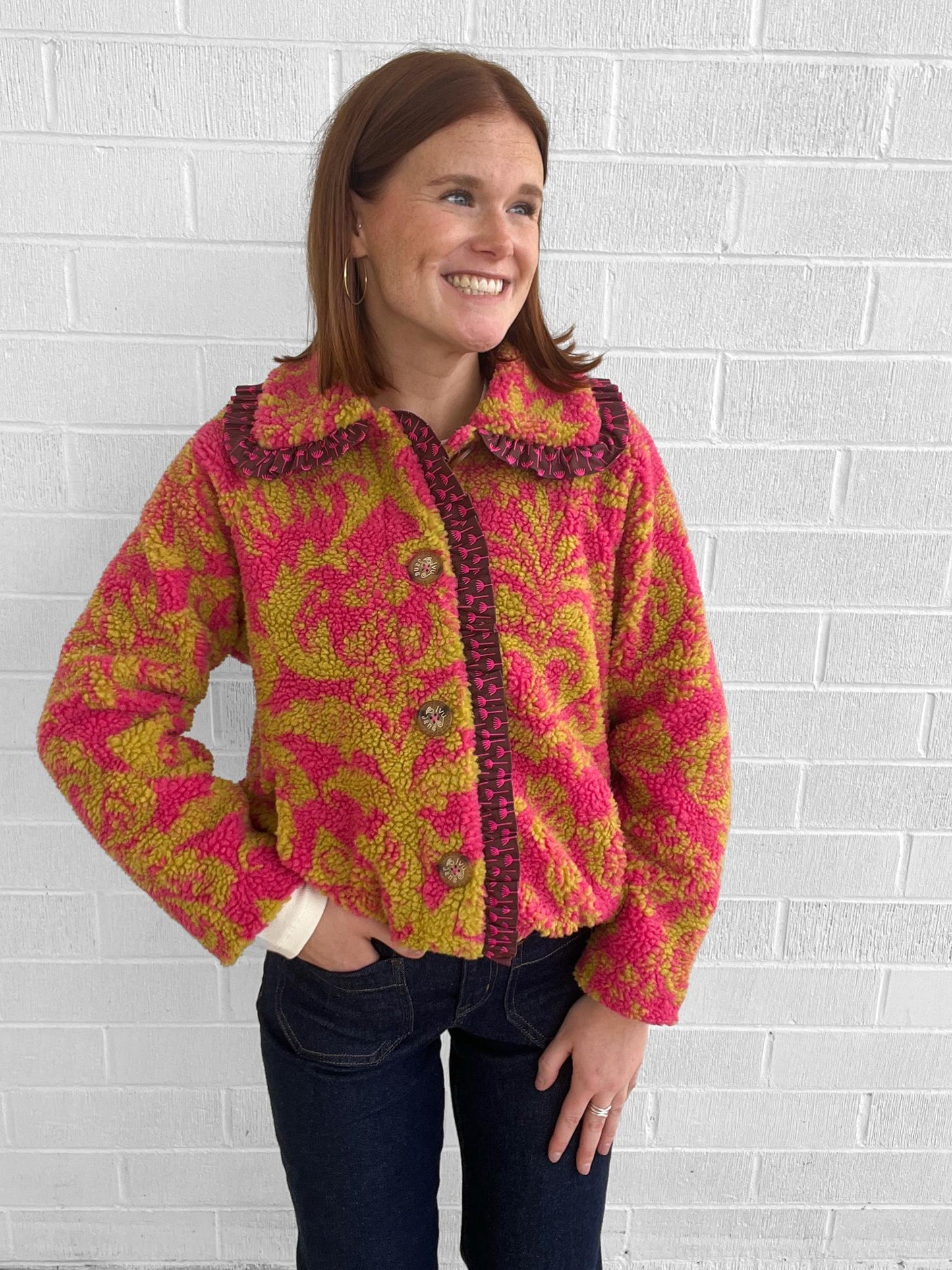 Citron Sherpa Print Jacket