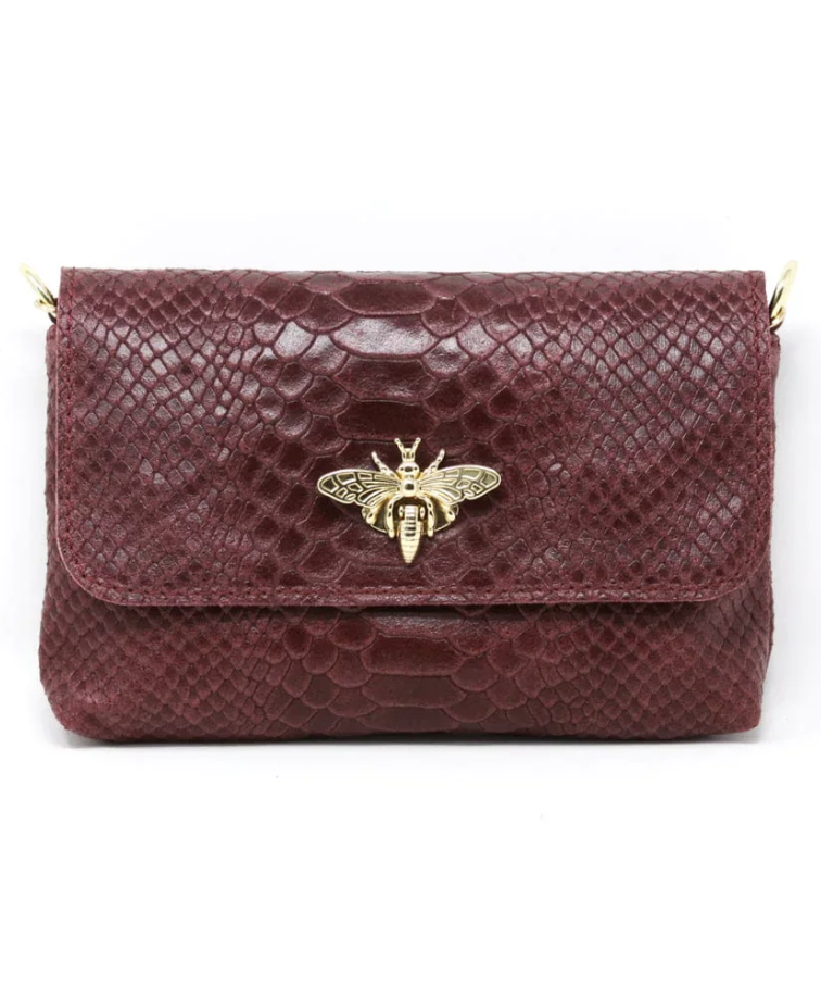 Leather Butterfly Crossbody- Burgundy