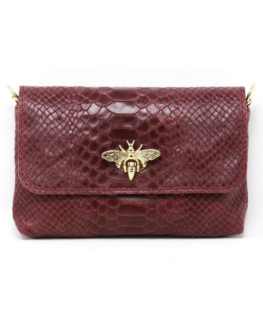 Leather Butterfly Crossbody- Burgundy
