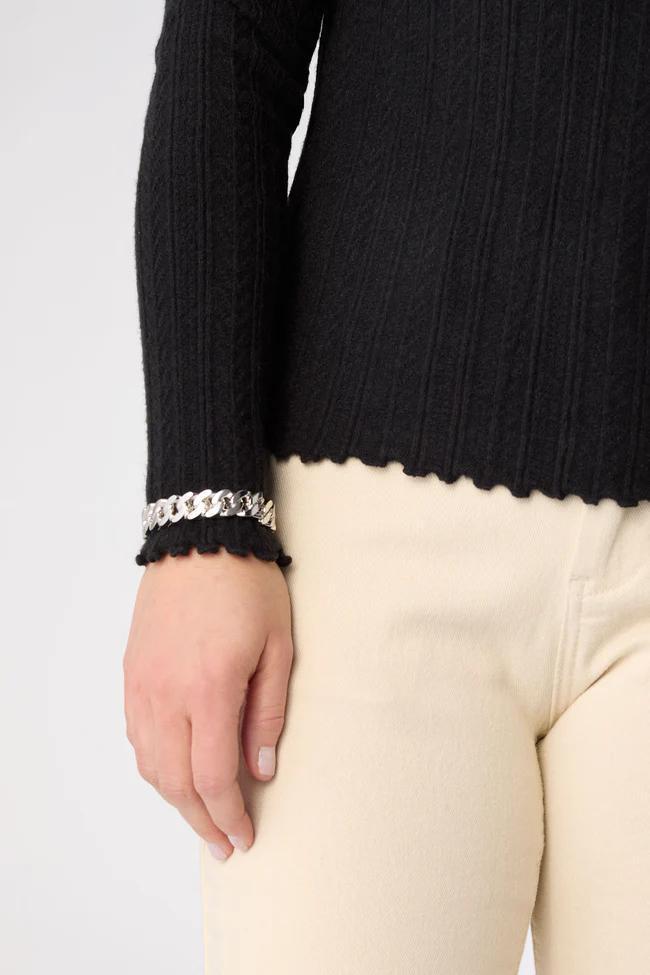 Funnel Neck Sweater- Black