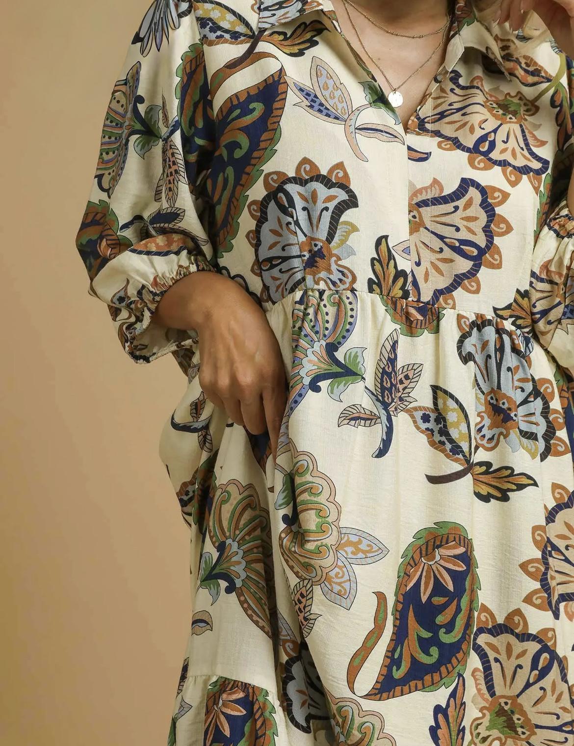 Paisley Tiered Midi Dress