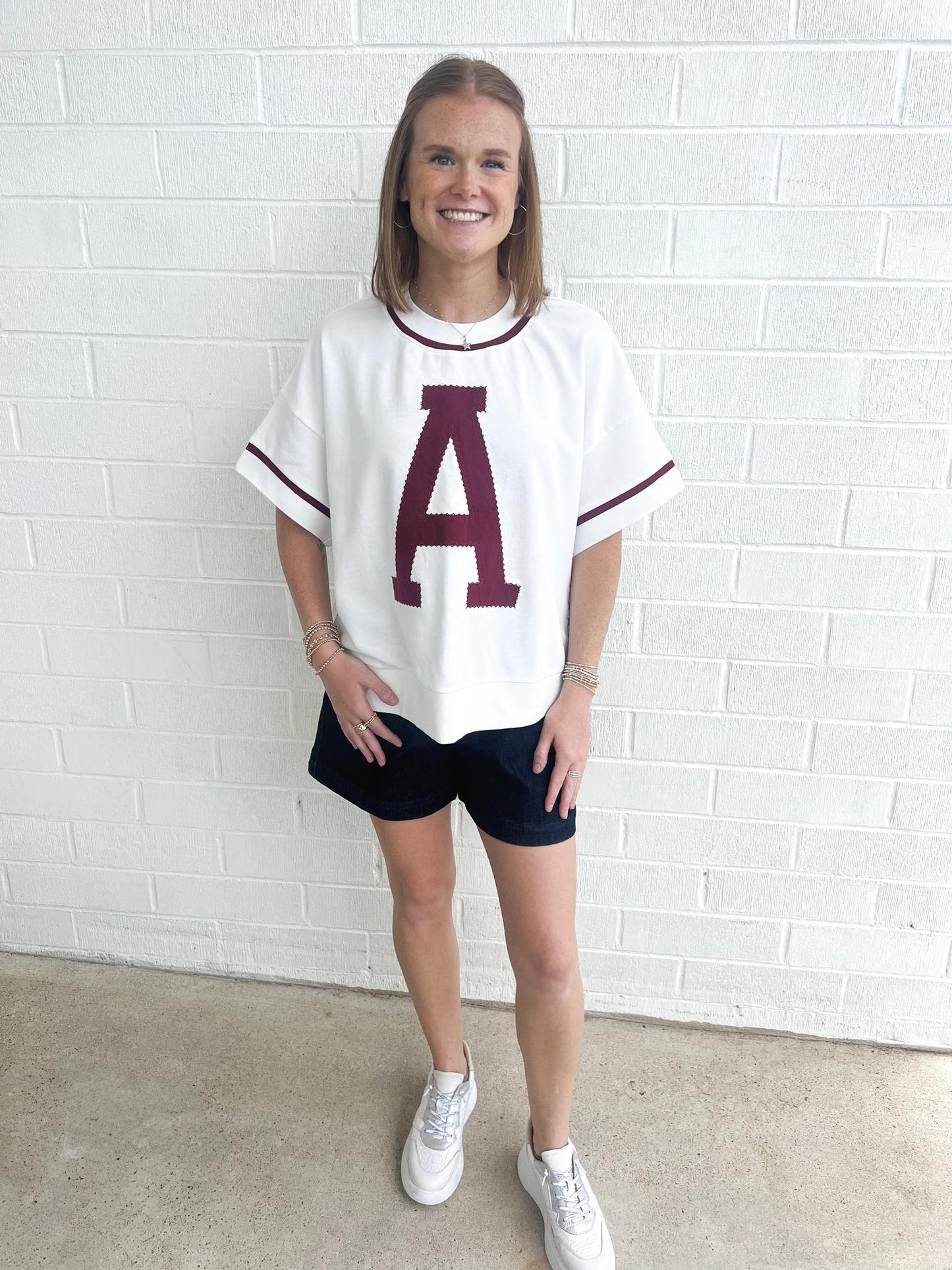 White Game Day Sweatshirt- Crimson
