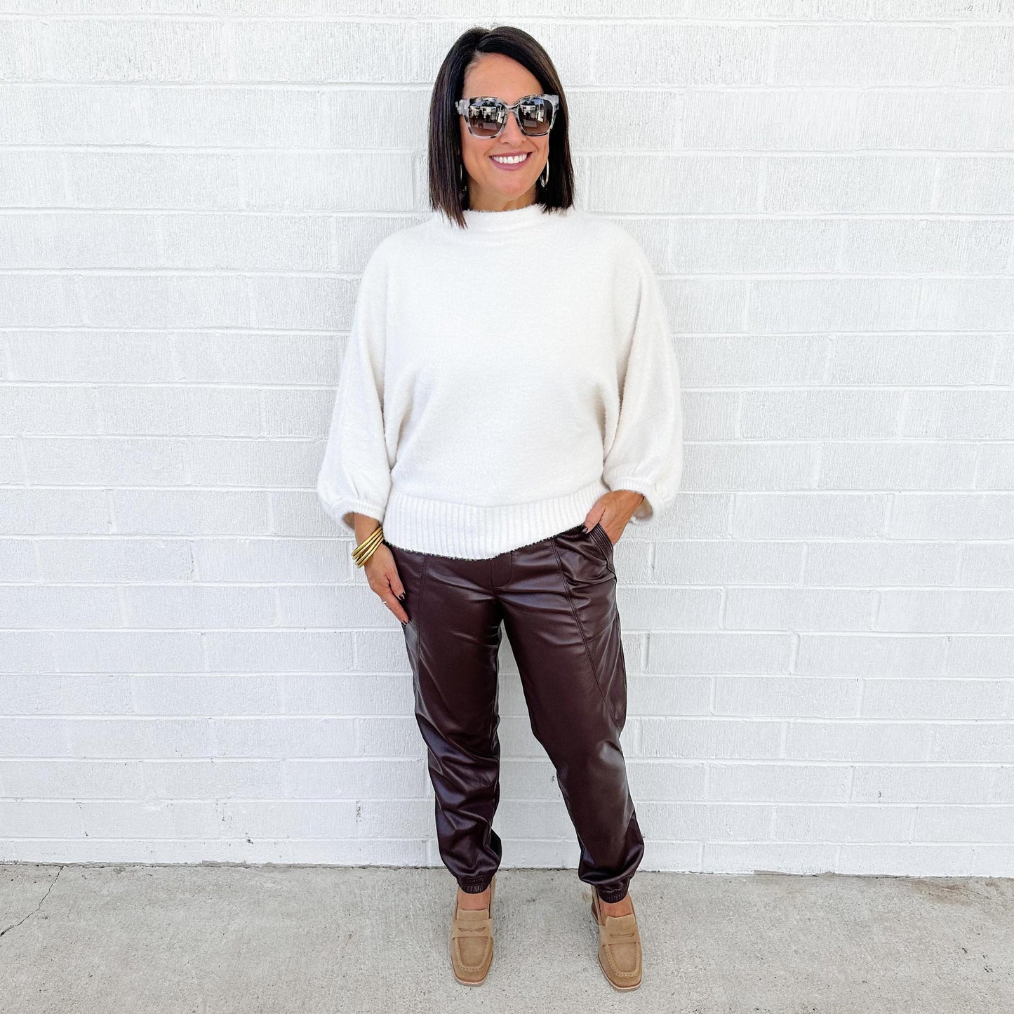 Kaja Chocolate Leather Joggers