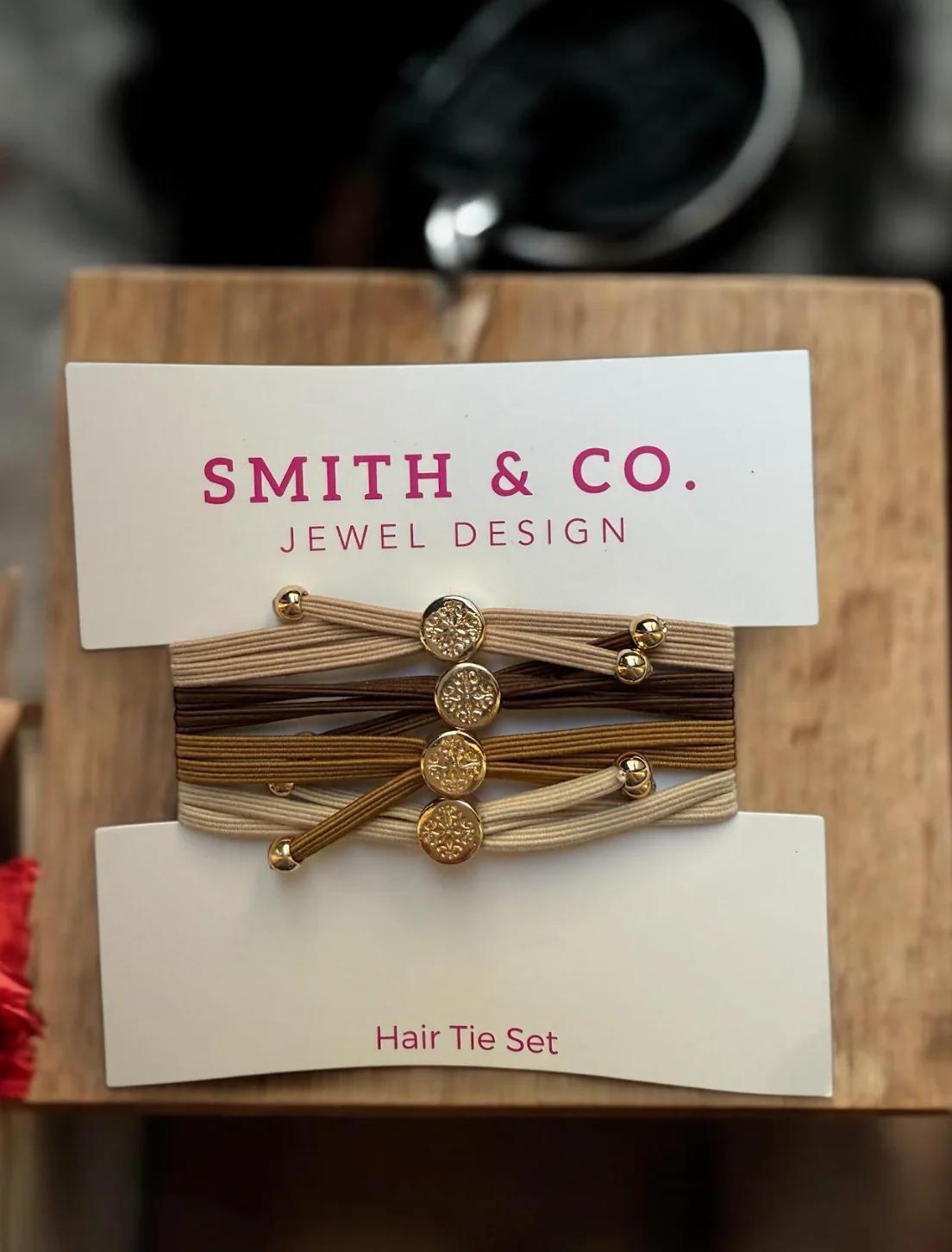 Smith & Co: Skinny Hair Tie Set- Caramel Latte