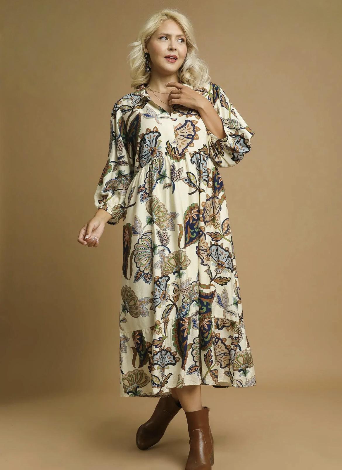 Paisley Tiered Midi Dress