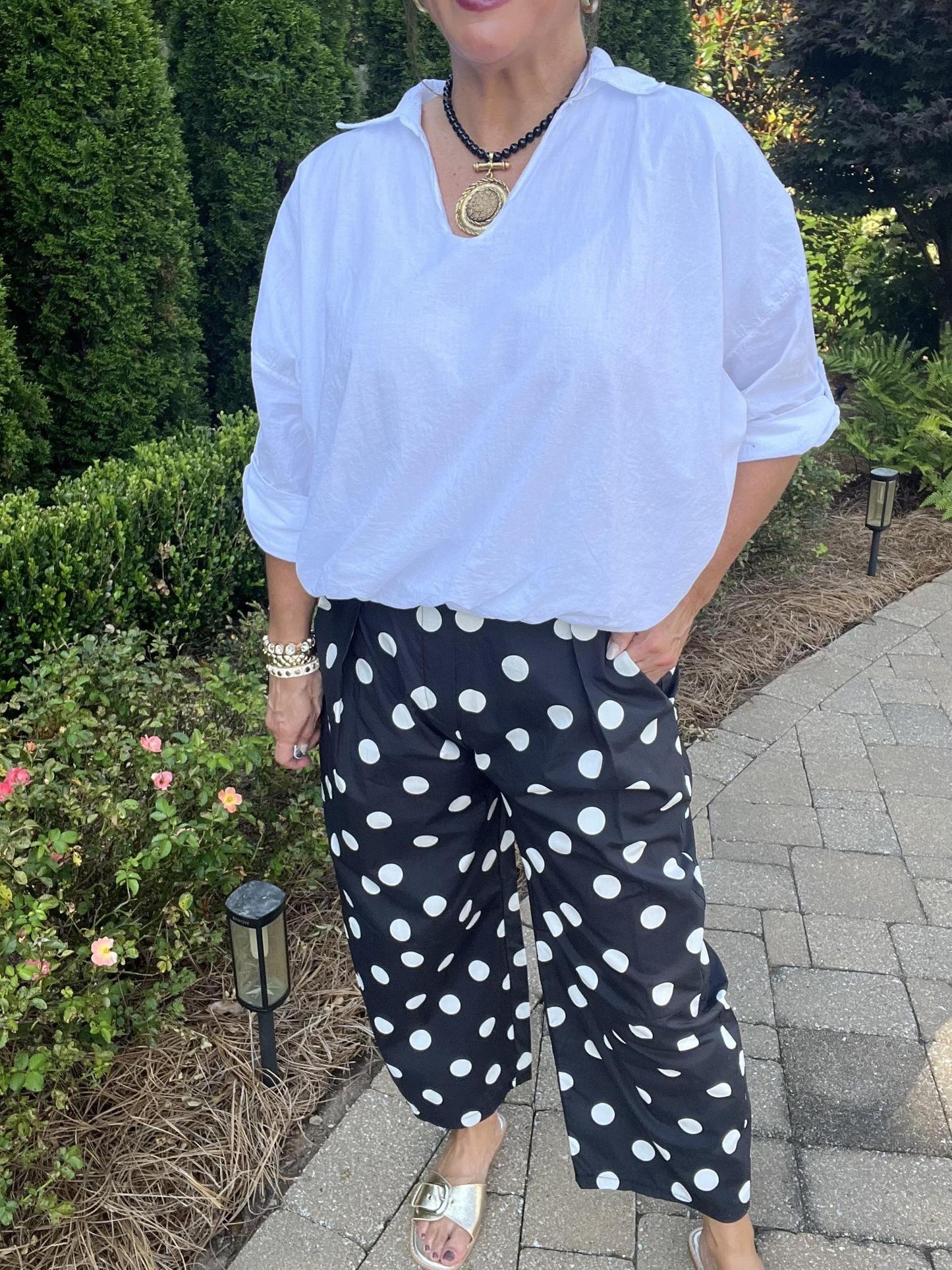One Size Polka Dot Pants-Black