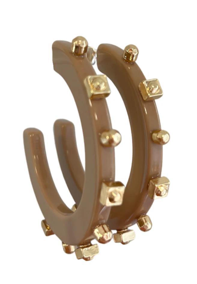 Smith & Co: Solid Jewel Hoop- Khaki