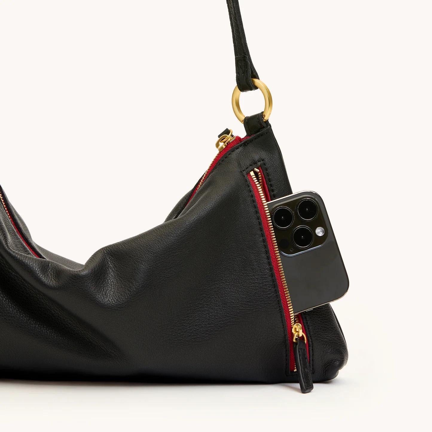 Hammitt Med Kyle Red Zip-Blk
