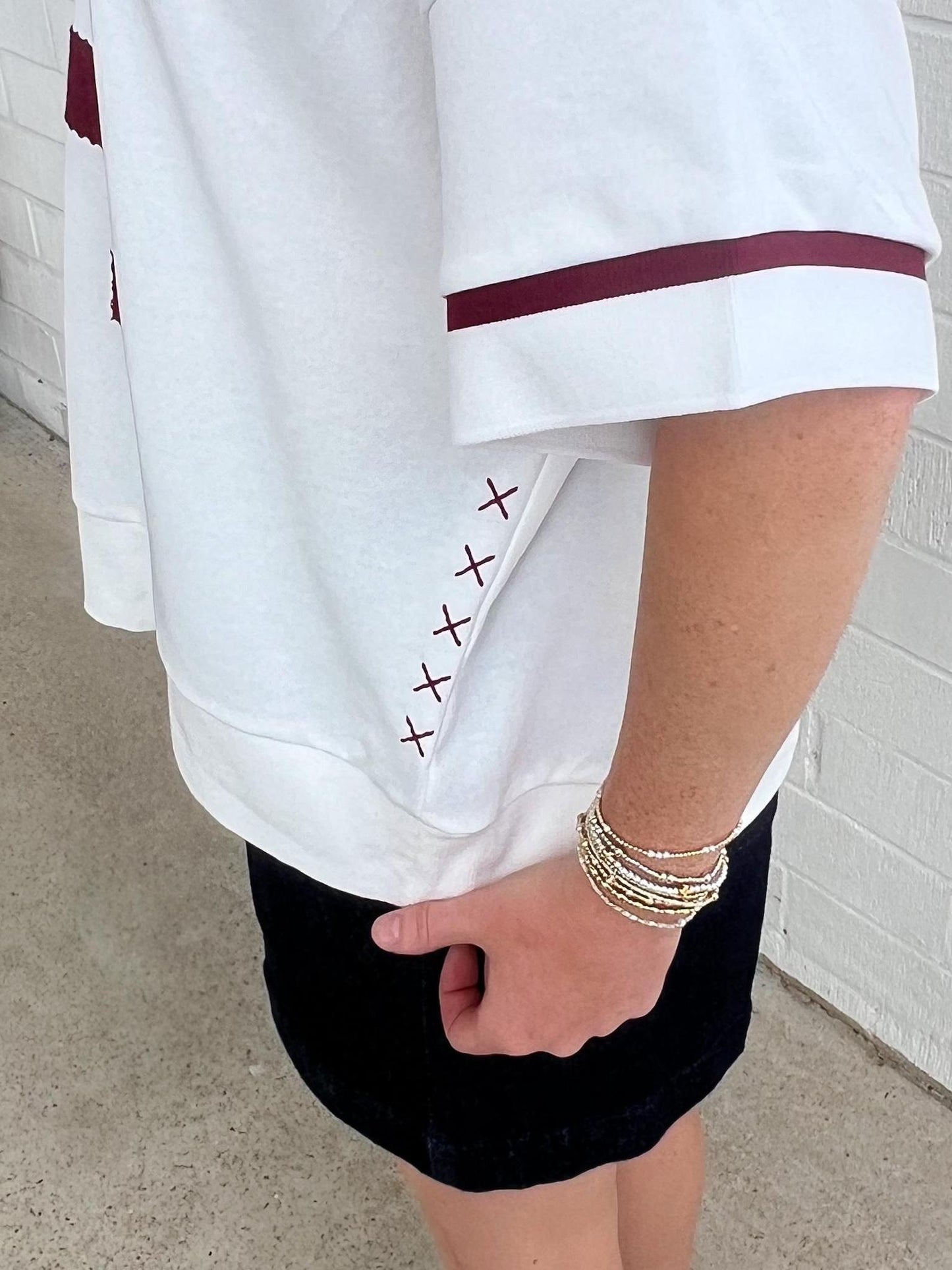 White Game Day Sweatshirt- Crimson