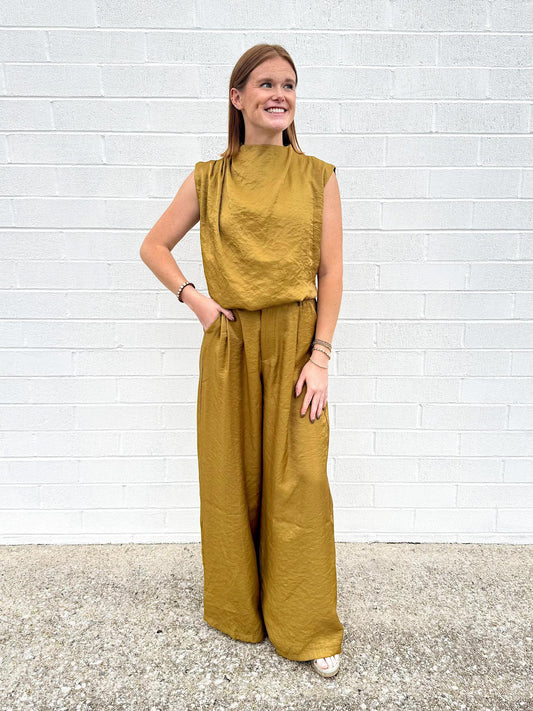 Mock Neck Bubble Top- Mustard