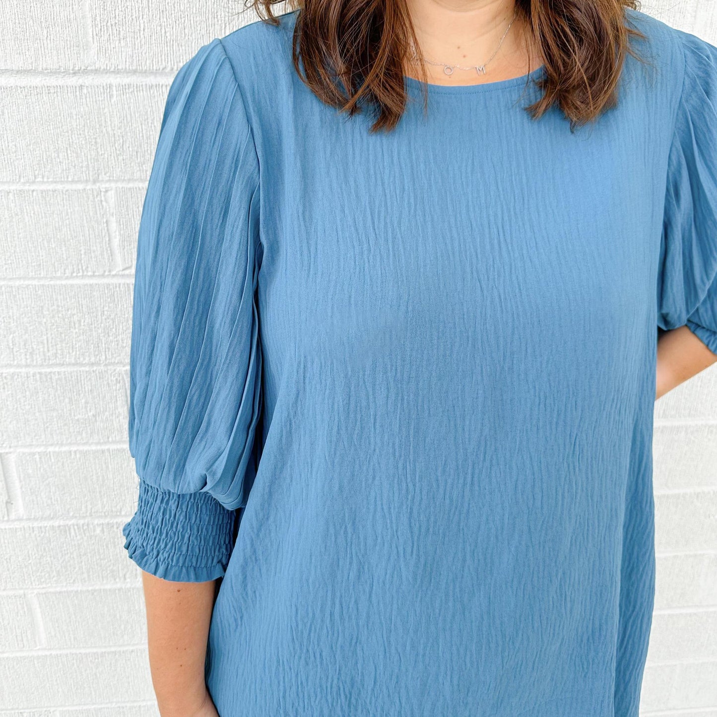 Pleated Sleeve Top Teal
