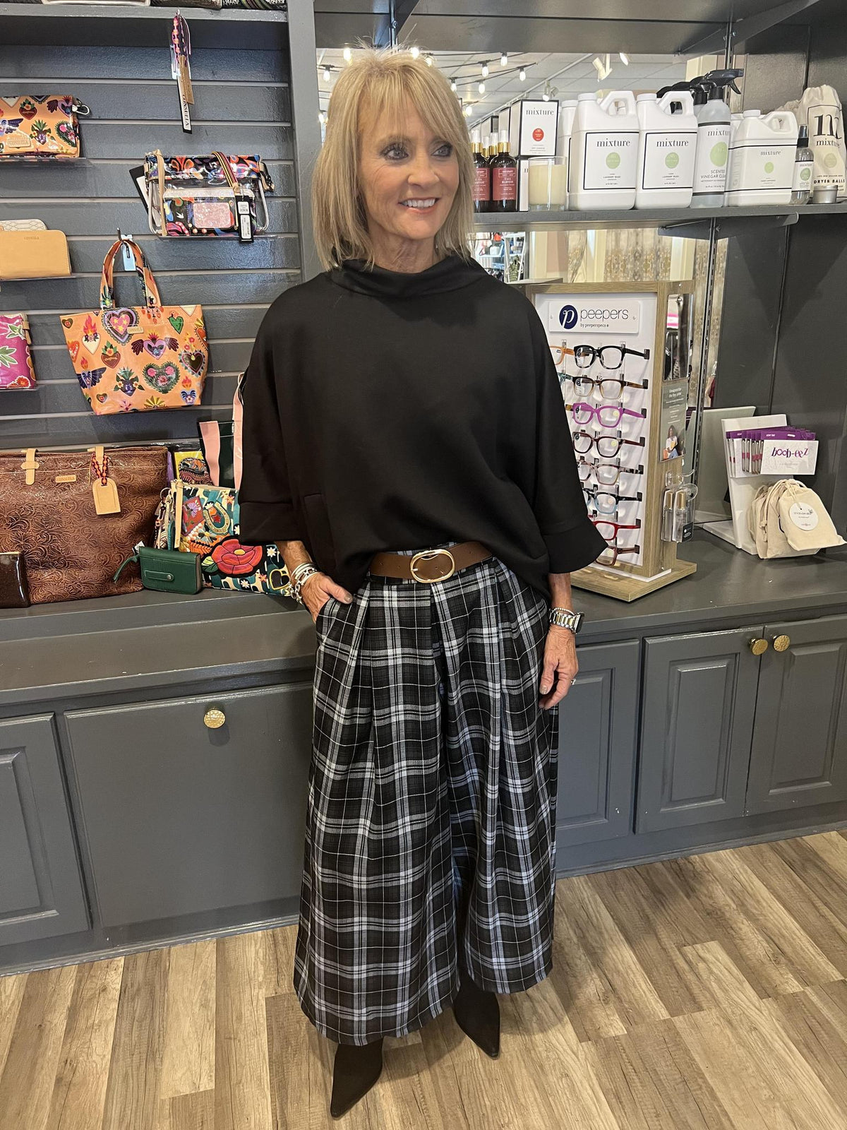 One Size Plaid Culotte Pant